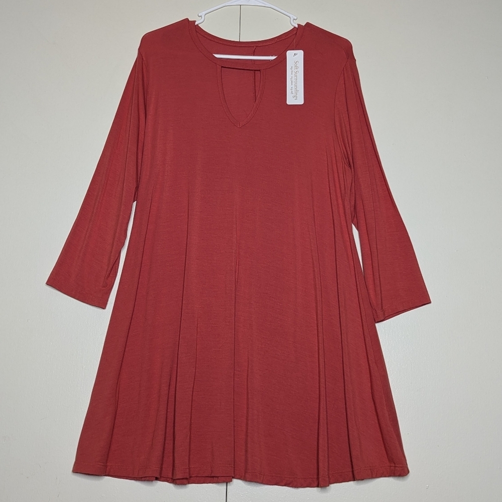 Soft Surroundings Heavenly Soft Keyhole Tunic In Terracotta